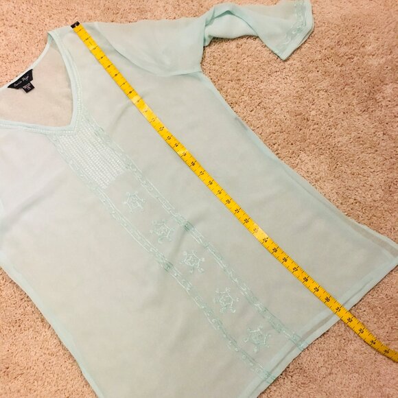 Charlie Paige Seafoam Green Rayon Tunic Dress Cover - Picture 15 of 16